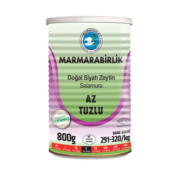 Marmarabirlik Salamura Siyah Zeytin Az Tuzlu L (Black Olives in Brine Low Salt) 800g