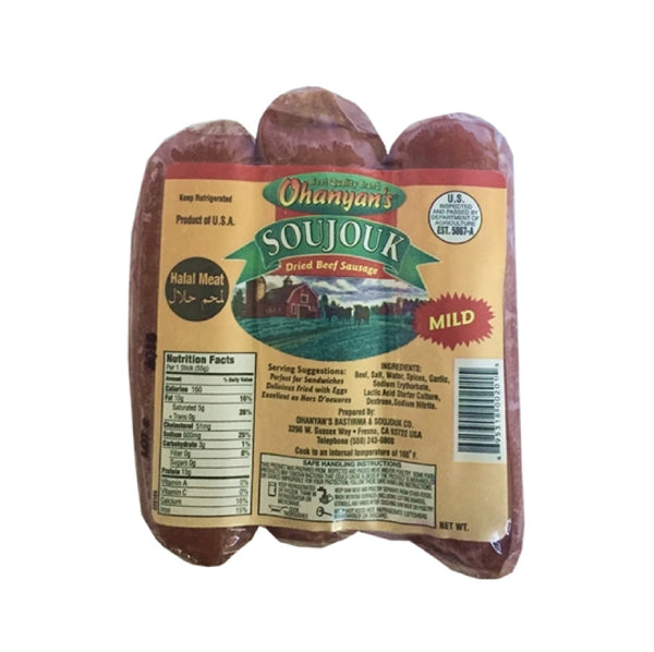Ohanyan's Sucuk Acısız (Dried Beef Sausage Mild-Soujouk) Halal 1.1 lb