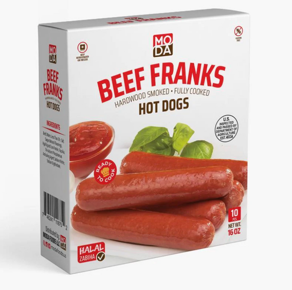 Moda Beef Franks Hot Dogs 16oz