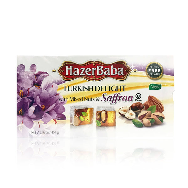Hazerbaba Turkish Delight w/ Nuts & Saffron 454g