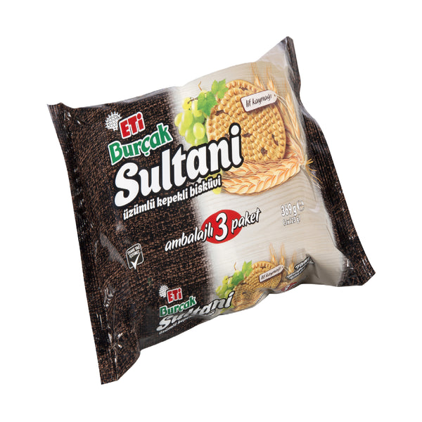 Eti Burcak Sultani Oatmeal Biscuit with Raisins (Burçak Sultani Uzumlu Kepekli Bisküvi) 3x123g